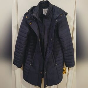 Isaac Mizrahi Live! Quilted Puffer Navy Blue/Space Blue Coat